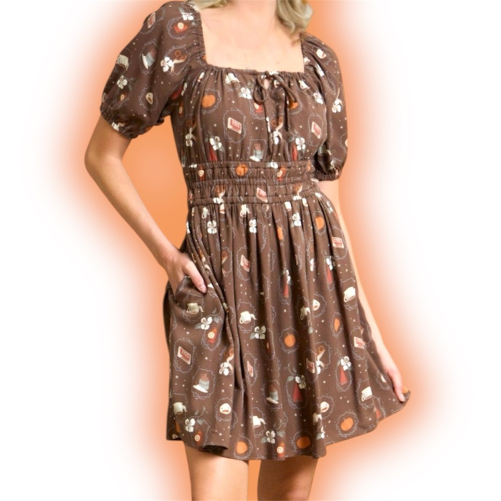 Cartoon Network Over the Garden Wall Floral Icons Allover Print Smock Dress